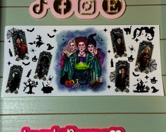 Ready to press|  Sanderson sisters/taro cards/ spiders /cauldron  / Hocus pocus | uvdtf wrap | Permanent decal | No heat needed | Waterproof