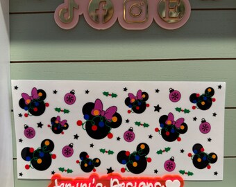 UV DTF  Ready to press|  Mouse ears, lights Girl mouse ears lights | uvdtf wrap | Permanent decal | No heat needed | Waterproof