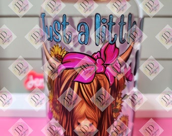 A little Moody clear 16oz glass can | uvdtf transfer | turquoise and pink | permanent & waterproof | Glass tumbler with uvdtf decal