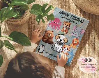 Animal Friends coloring book, pdf printable book- All ages coloring book, Teachers/moms/Daycares & more. 35 page coloring book