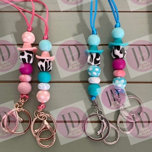 Silicone cowboy hat lanyards /Custom Bead lanyards//Bead cow lanyard/bead badge holder /bead cowboy Keychain