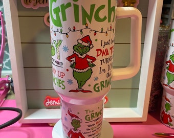 Grinch my day 40 oz SS dupe /Christmas tumbler/Green guy Christmas tumbler.