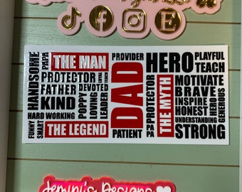 UV DTF 16 or 20  oz Glass can Ready to press|  Dad / the man/ Father’s Day | uvdtf wrap | Permanent decal | No heat needed | Waterproof