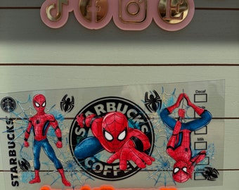 Super hero arachnid guy coffee full body|  uvdtf cup wrap ready to press | waterproof | no heat needed| colorful hero uvdtf cup wrap