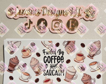UV DTF 16 oz Glass can Ready to Apply| coffe & sarcasm| uvdtf wrap | Permanent decal | No heat needed | Waterproof material