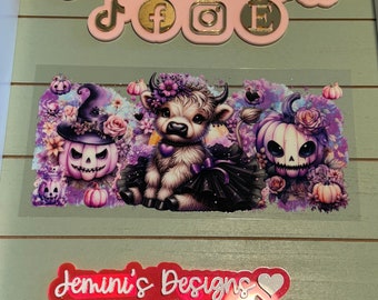 UV DTF  Ready to Apply| Highland Ballerina Halloween purple floral uvdtf wrap | Permanent decal | No heat needed | Waterproof material