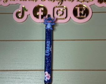 Ohana Glitter Gel Character pens Ohana , cute blue alien pen, glitter  ohana means family glitter pen