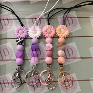 Silicone Sunflower lanyards /Custom Bead lanyards//Bead lanyard/bead badge holder /bead Keychain