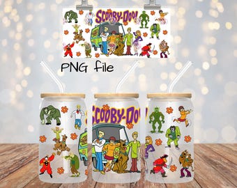 Mystery hound and friends PNG file design for tumbler sublimation.Mystery team, crime fightersWill fit 16 oz glass cans