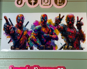 Super hero friends|  uvdtf cup wrap ready to press | waterproof | no heat needed| colorful hero uvdtf cup wrap
