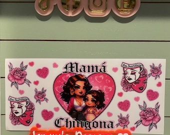 UV DTF Ready to Apply|  mama chignona pink  | uvdtf wrap | Permanent decal | No heat needed | Waterproof material