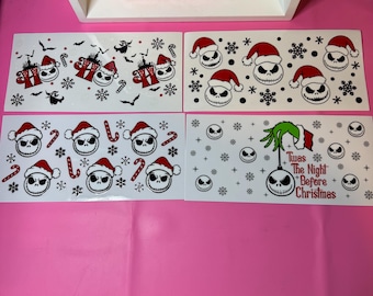 Uvdtf Bundle 4 wraps |  Christmas Ho Ho nightmare jack   | uvdtf wrap | Permanent decal | No heat needed | Waterproof