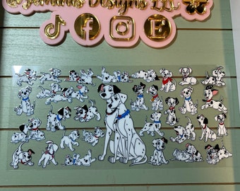 UV DTF 16 oz Glass can Ready to press|  spotted dogs & puppies/ dalmatians uvdtf wrap | Permanent decal | No heat needed | Waterproof
