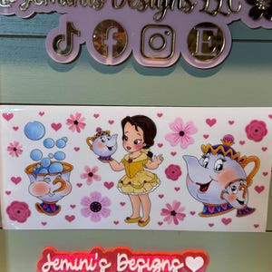 Cartoon Princess and sidekick uvdtf/teacup| uvdtf wrap | Permanent decal | No heat needed | Waterproof