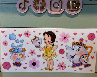Cartoon Princess and sidekick uvdtf/teacup| uvdtf wrap | Permanent decal | No heat needed | Waterproof
