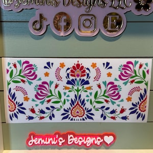 Hispanic floral wrap vibrant colors | uvdtf wrap | Permanent decal | No heat needed | Waterproof materia