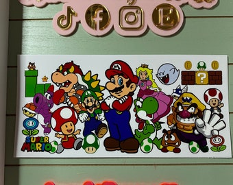 Mario & friend | uvdtf 16oz or 20oz uvdtf cup wrap ready to press | colorful game uvdtf cup wrap