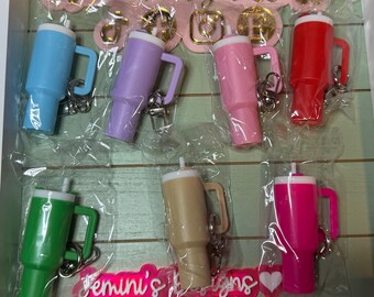 Mini tumbler chapstick holder/money holder.  holds standard size chapstick or rolled currency.   tightening lid keychains