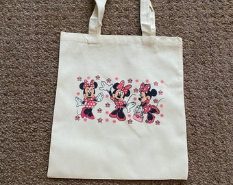 Canvas tote bag/ Hey Girl mouse  bag/Reusable shopping bag/Vibrant pinks canvas bag/girl tote/mousr tote/Mouse tote