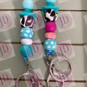 Silicone cowboy hat lanyards /Custom Bead lanyards//Bead cow lanyard/bead badge holder /bead cowboy Keychain