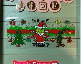 UV DTF 16 oz Glass can Ready to press|  Mean one| Mean guy Christmas Drama| uvdtf wrap | Permanent decal | No heat needed | Waterproof