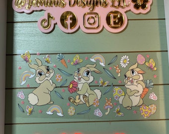 UV DTF 16 oz Glass can Ready to press|  woodland friends Miss Bunny  | uvdtf wrap | Permanent decal | No heat needed | Waterproof