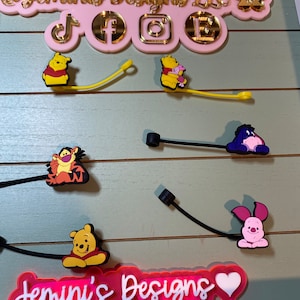 Straw topper Hundred acre Yellow Bear, Pig, Donkey and tiger design Straw tip cover compatible with most standard straw’s including Stanley