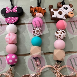 Silicone  Bead lanyards /Custom Bead lanyard /steer bead Keychain /Bead lanyard/mouse lanyard