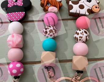 Silicone  Bead lanyards /Custom Bead lanyard /steer bead Keychain /Bead lanyard/mouse lanyard