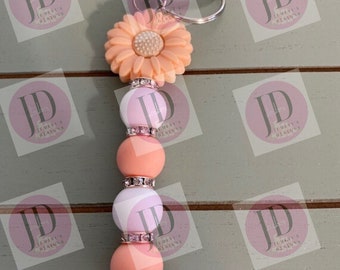 Ready to Ship Adorable Sunflower beaded Keychain/beaded Keychain & Sunflower dangle Keychain