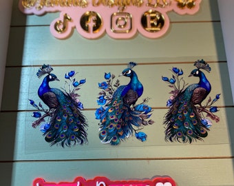 UV DTF 16 oz Glass can Ready to Apply| Peacock uvdtf wrap | Permanent decal | No heat needed | Waterproof material