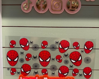 Super hero arachnid guy faces and icon|  uvdtf cup wrap ready to press | waterproof | no heat needed| colorful hero uvdtf cup wrap