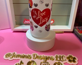 Crazy redhead/singing husband/ Lucy 20oz frosted glass w/ bamboo lid/ Ricardo cup/Lucy tumbler