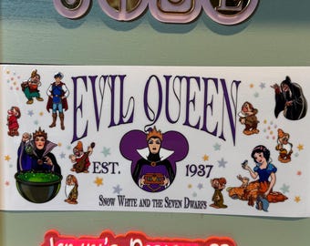Evil queen/stepmother/SW uvdtf fits 16oz uvdtf cup wrap ready to press | villainess poison apple/ evil sorceress | uvdtf cup wrap
