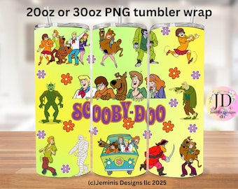 Mystery hound and friends PNG file design for tumbler sublimation.Mystery team, crime fightersWill fit 20 or 30oz tumblers.  Digital files