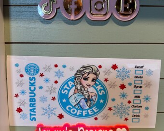 UV DTF Ready to press|  Freeze Cartoon Princess uvdtf  | uvdtf wrap | Permanent decal | No heat needed | Waterproof
