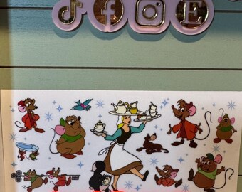 Cinder girl/fairy godmother/ mice uvdtf wrap | Permanent decal | Waterproof