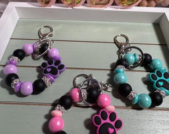 Beaded mini keychain, choice of design picture/ turquoise /purple or pink.  Custom mini Keychain