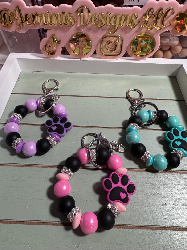 Beaded Mini Keychain, Choice of Design Picture/ Turquoise /purple or ...