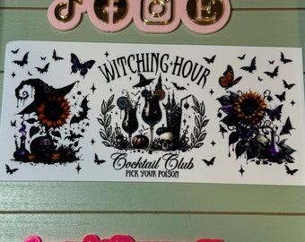 Ready to press| Witching hour/ pick your poison /bats/Halloween/butterfly | uvdtf wrap | Permanent decal | No heat needed | Waterproof