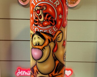 Woodland friends tumbler, 20oz skinny, tiger, puff design/Vibrant colors and design tumbler, gift for her. one for price