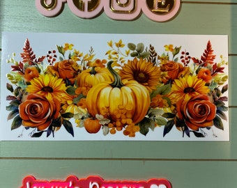 UV DTF 16 oz Glass can Ready to press|  Pumpkin fall Orange  | uvdtf wrap | Permanent decal | No heat needed | Waterpro