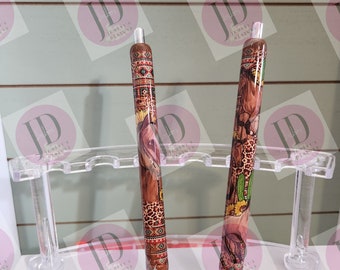 Horse & Sunflower leopard/aztec  pen wrap with Lots of vibrant colors sparkle.  Browns  yellow and reds pen wrap no glitter.  Set of two