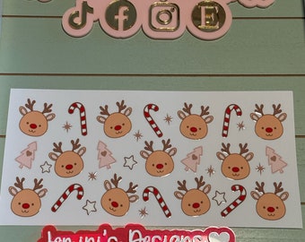 Ready to press|  uvdtf wrap Christmas Reindeer/ candy cane/trees | uvdtf wrap | Permanent decal | No heat needed | Waterproof