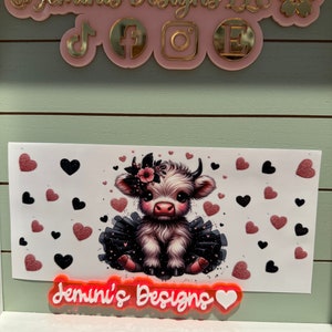 UV DTF  Ready to Apply| Highland Ballerina tutu tan/ black hearts uvdtf wrap | Permanent decal | No heat needed | Waterproof material