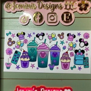 UV DTF 16 oz Glass can Ready to press|  Girl Mouse Ears| coffee   | uvdtf wrap | Permanent decal | No heat needed | Waterproof