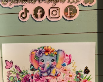UV DTF  Ready to Apply |elephant/ floral rainbow colors| uvdtf wrap | Permanent decal | No heat needed | Waterproof material
