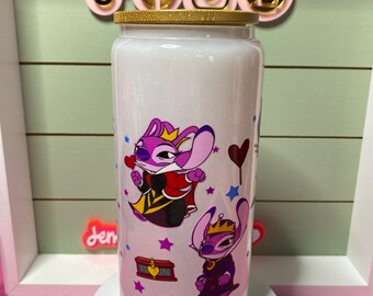 Pink cat, frog character tumbler, 16oz frosted glass w/ bamboo lid/colored cat uvdtf glass can flower cat glass can/ cute frog glass tumbler