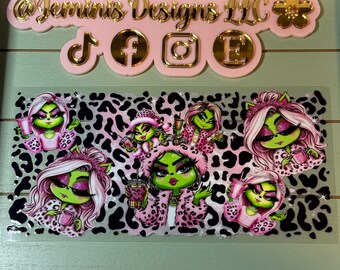 UV DTF Ready to press| Girl pink mean one/ faces/ leopard Christmas | uvdtf wrap | Permanent decal | No heat needed | Waterproof