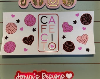 UV DTF 16 oz Glass can Ready to Apply| Cafecito | uvdtf wrap | Permanent decal | No heat needed | Waterproof material